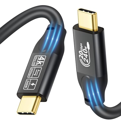 20Gbps USB C 3.2 Gen 2 Kabel, Typ C 4 K @ 60 Hz UHD Video 5A/240 W PD3.1 Fast Charge kompatibel mit Thunderbolt 3/4 for Phone MacBook Samsung Monitor (USB C 3.2 Kable 20G 240W 2M) von CHENLENIC