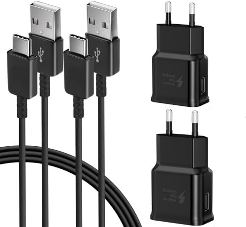 CHENLENIC USB C 15 W Ersatz für Original-Netzteil Schnellladegerät USB A – C kompatibel mit Samsung Galaxy (schwarzX2) W0201+W0101-WH von CHENLENIC