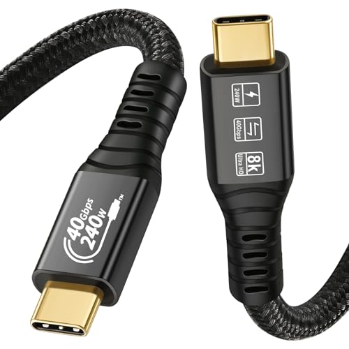 CHENLENIC USB4 Kompatibel mit Thunderbolt 4 Kabel M/M USB-C 8K@60Hz 5K/4K 120Hz 60Hz Video 40Gbps Datenübertragungsrate 20V 5A 100W Power Delivery 3in1 USB-C Kabel Externe SSD eGPU (1,8m) von CHENLENIC