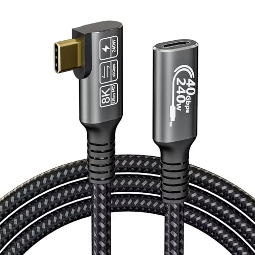 CHENLENIC USB4 extension Kabel, mit Thunderbolt 4 Kabel,240W Ladekabel 40Gbps Datenkabel,8K@60Hz 4K120Hz HDR,PD3.1,USB C Kabel, für Hub,Dock MacBook, SSD,Laptops,Monitor, (0.5M FeMale/240W) von CHENLENIC