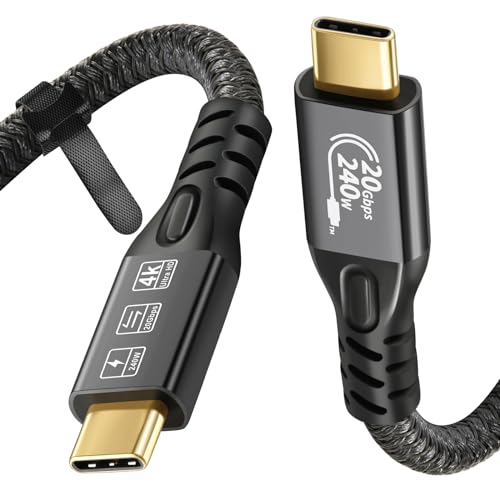 USB C Kabel 3.2 Gen 2 20 Gbps, Typ C 4K @ 60 Hz UHD Video 5A/240 W PD3.1 Fast Charge Kabel mit E-Marker kompatibel mit Thunderbolt 3/4 MacBook Pro Samsung Galaxy Pixel Dell Monitor etc. (0,5 m) von CHENLENIC