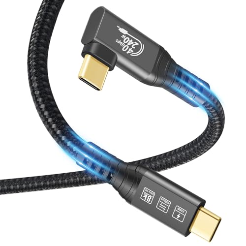 USB4 Kabel -Thunderbolt 4 Kable, 40Gbps Daten, 240W Laden, 8K @ 60Hz HDR, USB C auf USB C, 1M, 90 Grad für MacBook, M2, M3, Mac SSD von CHENLENIC