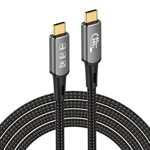 USB4 Kabel, mit Thunderbolt 4 Kabel,240W Ladekabel 40Gbps Datenkabel,8K@60Hz 4K120Hz HDR,PD3.1,USB C zu USB C Kabel, für Hub,Dock MacBook, M1 M2,M3,Mac Studio SSD,Laptops,Monitor, (0.5M Male/240W) von CHENLENIC