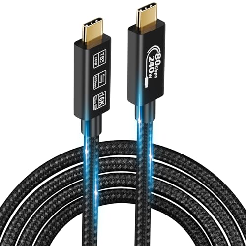 USB4 Kabel mit Thunderbolt 5 4 Kabel, 240W Ladekabel 80Gbps Datenkabel Gen4 Kabel 16K@60Hz 4K120Hz HDR USB C Kabel für Hub Dock M3 Mac Monitor (TB5 USBC 80G 240W-1M) von CHENLENIC