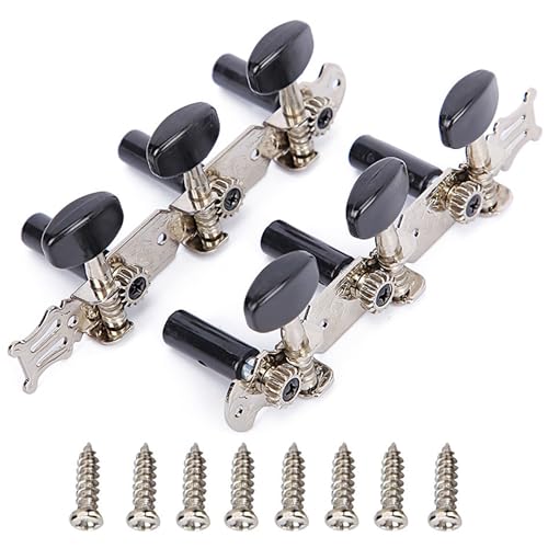 CHENNAN 2 Stück Metallisch Ersatzteile Gitarre Tuning Pegs Klassische 3R +3L Gitarre Mechaniken Knöpfe Stimmwirbel Stimmgerät Tuner für Guitar Universelle Größe für Akustikgitarren (Schwarz) von CHENNAN