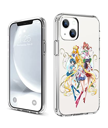 CHENQIAOHU Kompatibel mit iPhone 13 Hülle, Ganzkörperschutz Stoßfest Schutzhülle Clear Case Slim Thin Cover (Anime-Sailor-Moon-Magic-2) von CHENQIAOHU