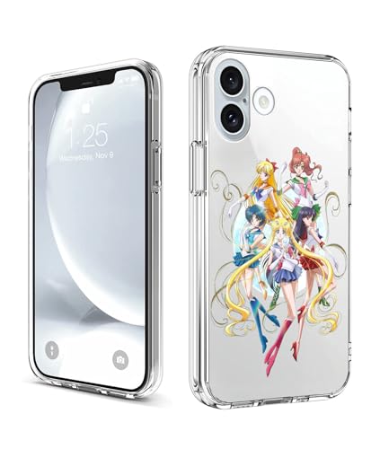 CHENQIAOHU Schutzhülle für iPhone 16, Rundumschutz, stoßfest, transparent, schlank, dünne Hülle (Anime-Sailor-Moon-Magic-2) von CHENQIAOHU