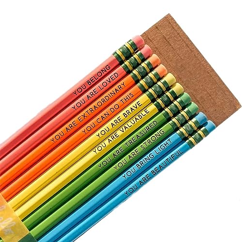 10 Stück Affirmation Pencil Set, Motivationsstifte, Personalisierte Inspirierende Kompliment-Bleistifte, Positivität Bleistifte, Bunte Motivations-Bleistifte, Holz Zeichenstifte für Kinder (Farbig) von CHENRI