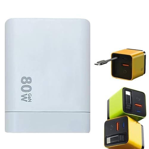 3 in 1 Ladegerät, skalierbares 80W MAX-Schnelllademodul mit Typ-C-Kabel und 2 USB-Anschlüssen, USB C Ladegerät, 80W Schnellladegerät mit Schnell Einziehbares Ladekabel für Handy und Laptop (Weiß) 3 in 1 Ladegerät, skalierbares 80W MAX-Schnelllademodul mit Typ-C-Kabel und 2 USB-Anschlüssen, USB C Ladegerät, 80W Schnellladegerät mit Schnell Einziehbares Ladekabel für Handy und Laptop (Weiß) von CHENRI