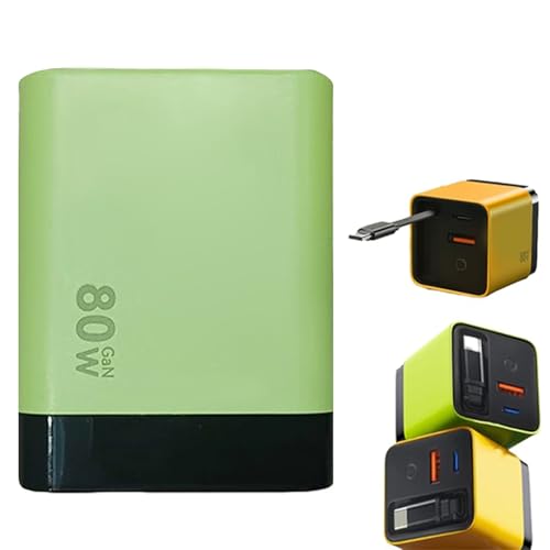 3 in 1 Ladegerät, skalierbares 80W MAX-Schnelllademodul mit Typ-C-Kabel und 2 USB-Anschlüssen, USB C Ladegerät, 80W Schnellladegerät mit Schnell Einziehbares Ladekabel für Handy und Laptop (Grün) 3 in 1 Ladegerät, skalierbares 80W MAX-Schnelllademodul mit Typ-C-Kabel und 2 USB-Anschlüssen, USB C Ladegerät, 80W Schnellladegerät mit Schnell Einziehbares Ladekabel für Handy und Laptop (Grün) von CHENRI