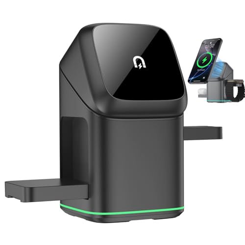 3-in-1 Wireless Charger, Subsistenceed Multi-Device Touch Pop-Up Charging Station, Magnetisches Kabelloses Ladegerät, 15W Induktive Ladestation Automatisch Drehende für Handy Kopfhörer Uhr (Schwarz) 3-in-1 Wireless Charger, Subsistenceed Multi-Device Touch Pop-Up Charging Station, Magnetisches Kabelloses Ladegerät, 15W Induktive Ladestation Automatisch Drehende für Handy Kopfhörer Uhr (Schwarz) von CHENRI