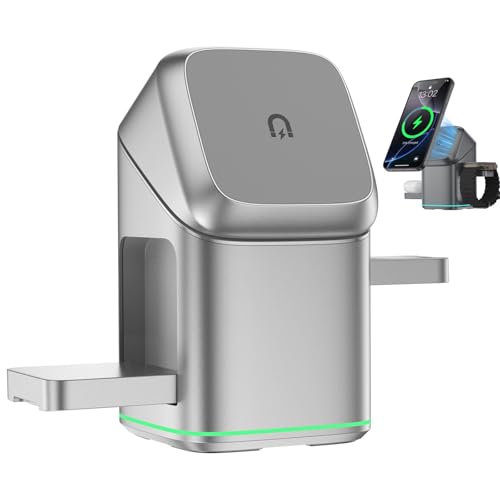 3-in-1 Wireless Charger, Subsistenceed Multi-Device Touch Pop-Up Charging Station, Magnetisches Kabelloses Ladegerät, 15W Induktive Ladestation Automatisch Drehende für Handy Kopfhörer Uhr (Silber) 3-in-1 Wireless Charger, Subsistenceed Multi-Device Touch Pop-Up Charging Station, Magnetisches Kabelloses Ladegerät, 15W Induktive Ladestation Automatisch Drehende für Handy Kopfhörer Uhr (Silber) von CHENRI