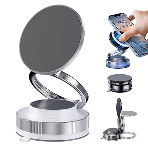 360° Adjustable Vacuum Magnetic Phone Holder, 2026 Upgraded Vakuum Magnetischer Handyhalterung Auto, Faltbarer Auto Handyhalter, Tragbarer Magnetischer Handy Ständer für Auto, Fitnessstudio (Weiß) von CHENRI