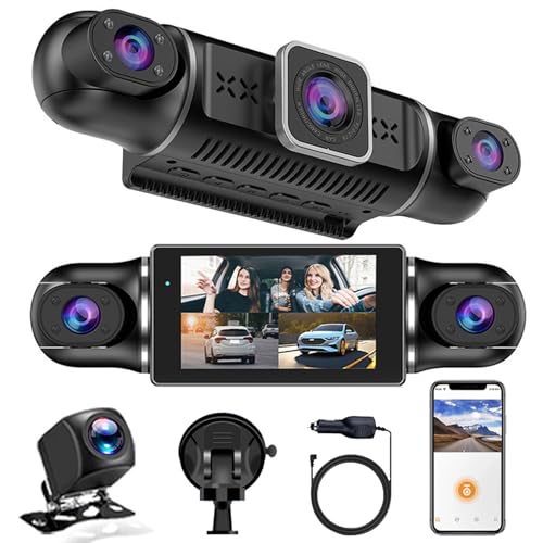 4-Channel 1080P Car Recorder, 4 Kanal 1080P Autorekorder, 360° Weitwinkel Dashcam Auto Vorne Hinten Innen Links Rechts, Autokamera mit GPS, WiFi, Nachtsicht, Dash Kamera für Autos (WiFi+GPS) von CHENRI