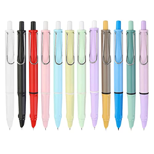 CHENRI 12 Stück Bonbonfarbene Stifte, Einziehbarer Füllfederhalter, Füllfederhalter mit Druckmechanik und Nachfüllbarer Tinte für Schule Büro Zuhause von CHENRI