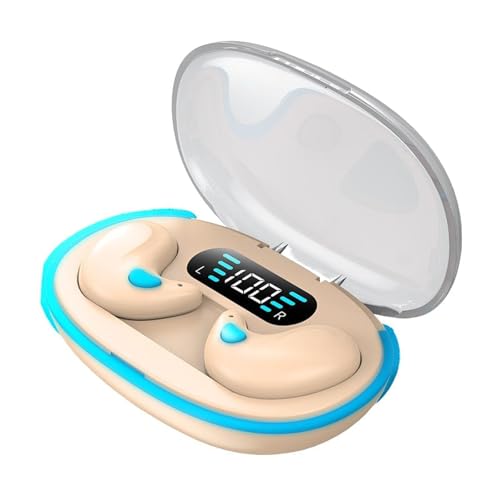CHENRI Bone Conduction Sleep Bluetooth Headset, Schlafkopfhörer Bluetooth, Kabellose Kopfhörer mit Noise-Cancelling Mikrofon, Schlaf Kopfhörer, In Ear Kopfhörer für Schlafen, Sport (Beige) von CHENRI