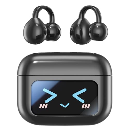 M100 Clip On Ear Headphones, Intelligente Bluetooth Kopfhörer mit Touchscreen, Open Ear Kopfhörer 5.4 Bluetooth, Aktive Noise Cancelling Kabellos Ohrhörer, Clip-On Kopfhörer für Sport (Schwarz) von CHENRI