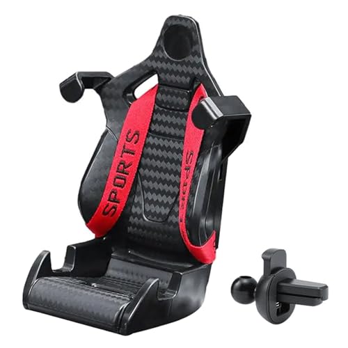 Racing Seat with Safety Belt, Rennwagen-Handyständer, Rennsitz Handyhalterung Auto, 360° Drehbar Schwerkraft Handyhalter für Auto Lüftung von CHENRI