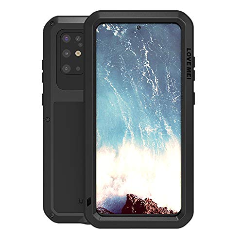 Samsung Galaxy S20 Plus Metall hülle, Powerful Hybrid Schutz stoßfest wasserdicht staubdicht Metal Case Cover Fall Schutzhülle,mit Eingebautem Gehärtetem Glas Displayschutzfolie (S20 Plus, Schwarz) von CHENXI