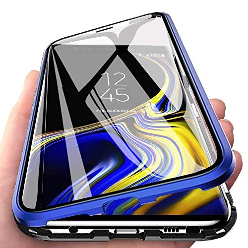 Handyhülle für Samsung Galaxy Note 9 Hülle,[Magnetische Adsorption]Ultra dünn Aluminium Metallrahmen 360 Grad Schutzhülle Vorher und Nachher Transparent Vollbildabdeckung Gehärtetem Glas Schutz von CHENYING
