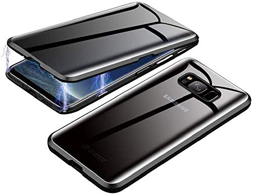 Hülle für Samsung Galaxy S8 Anti Peep Adsorption Magnetische Handyhülle,Metall Bumper Doppelseitig Hartglas Hülle Privacy Screen Case,360 Grad Stoßfest Anti-Spy Schutzhülle,Hülle extra Dünn,Schwarz von CHENYING