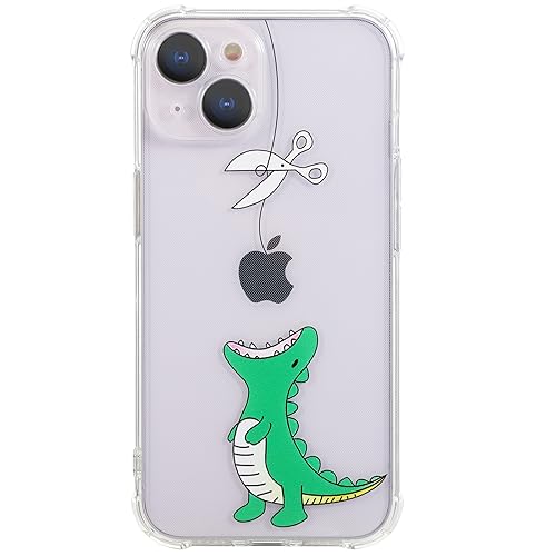 CHEORFAY iPhone 14 Hülle, Durchsichtig Transparente Flexible Silikon TPU Stoßfestem Design Schutzhülle mit Niedliches Ästhetischem Muster für iPhone 14 - Dinosaurier von CHEORFAY
