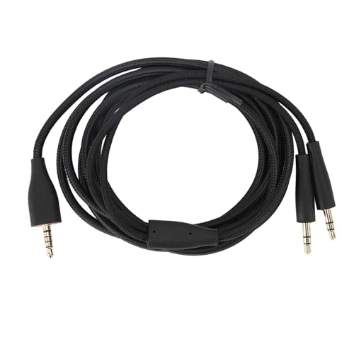 CHEOTIME Ersatz Kopfhörer kabel, 2m Länge 3,5mm bis Dual Headset Aux Audio Kabel für MMX100 PC Ersatz Headset Kabel (Schwarz) von CHEOTIME
