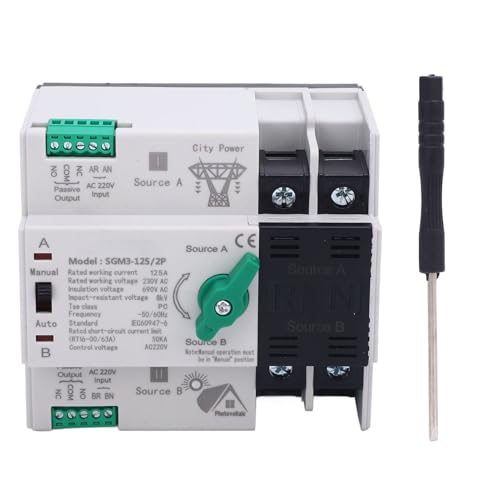 MINI Automatischer Übertragungsschalter, Doppelstromwechselschalter 125A AC 400V Generator Elektrische Selektorschalter DIN Rail Mound 2P Leiterschalter Toggle Controller von CHEOTIME