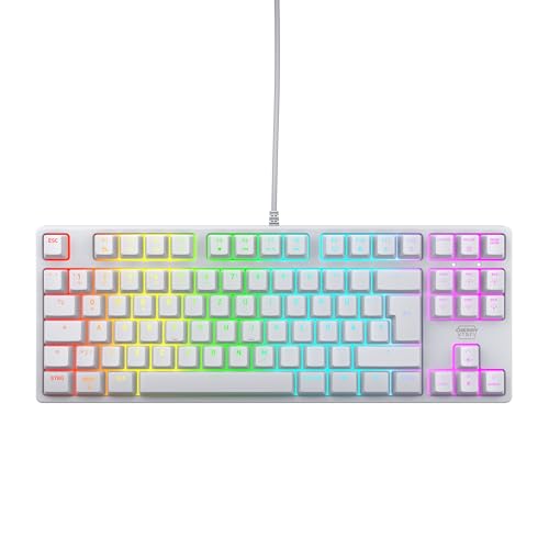 CHERRY XTRFY K4V2 TKL, Kabelgebundene Gaming-Tastatur ohne Nummernblock, Deutsches Layout (QWERTZ), RGB-Beleuchtung, Mechanische MX2A RED Switches, Weiß von CHERRY XTRFY