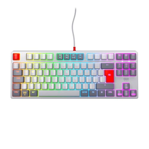 CHERRY XTRFY K4V2 TKL, Kabelgebundene Gaming-Tastatur ohne Nummernblock, Pan-Nordisches Layout (QWERTY), RGB-Beleuchtung, Mechanische MX2A RED Switches, Retro von CHERRY XTRFY