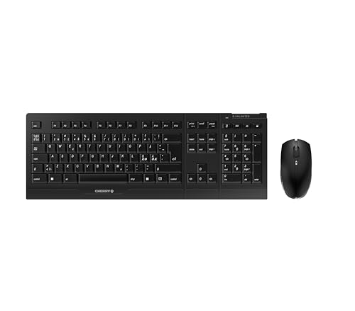 CHERRY B. UNLIMITED 3.0 Desktop, Kabelloses Tastatur- & Maus-Set, Pan-Nordisches Layout (QWERTY), 2,4 GHz Funk, Infrarot, Leise Tasten, Wiederaufladbar, Schwarz von CHERRY