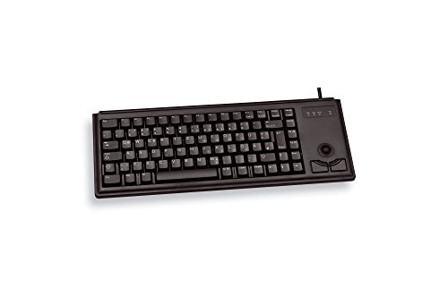 CHERRY Compact-Keyboard G84-4400, Britisches Layout, QWERTY Tastatur, kabelgebundene Tastatur, mechanische Tastatur, ML Mechanik, Integrierter optischer Trackball Plus 2 Maustasten, schwarz von CHERRY