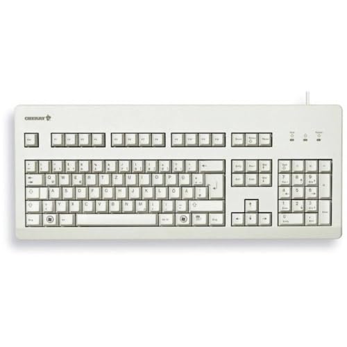 CHERRY G80-3000, Kabelgebundene Mechanische Tastatur, Deutsches Layout (QWERTZ), USB-Anschluss, Robust, Programmierbare Tasten, MX BLACK Switches, Hellgrau CHERRY G80-3000, Kabelgebundene Mechanische Tastatur, Deutsches Layout (QWERTZ), USB-Anschluss, Robust, Programmierbare Tasten, MX BLACK Switches, Hellgrau von CHERRY