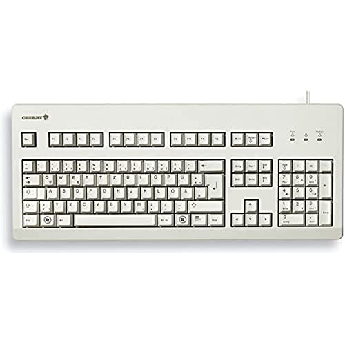 CHERRY G80-3000, EU-Layout, QWERTY Tastatur, kabelgebundene Tastatur, mechanische Tastatur, CHERRY MX BLACK Switches, Hellgrau von CHERRY