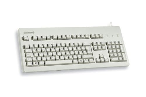 CHERRY G80-3000, EU-Layout, QWERTY Tastatur, kabelgebundene Tastatur, mechanische Tastatur, CHERRY MX BLUE Switches, Hellgrau von CHERRY