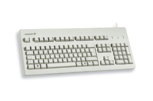 CHERRY G80-3000, Kabelgebundene Mechanische Tastatur, EU-Layout (QWERTY), USB-Anschluss, Robust, Programmierbare Tasten, MX BROWN Switches, Hellgrau von CHERRY