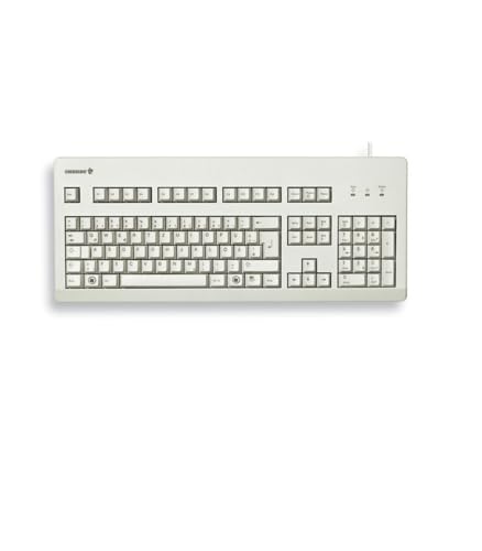 CHERRY G80-3000, UK-Layout, QWERTY Tastatur, kabelgebundene Tastatur, mechanische Tastatur, CHERRY MX BLACK Switches, Hellgrau von CHERRY