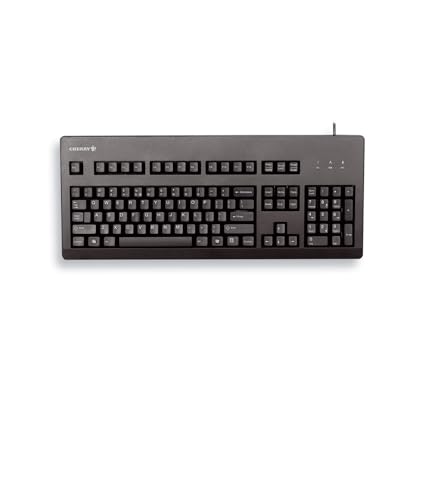 CHERRY G80-3000, UK-Layout, QWERTY Tastatur, kabelgebundene Tastatur, mechanische Tastatur, CHERRY MX BLACK Switches, Schwarz von CHERRY