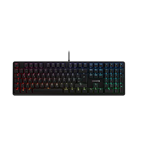 CHERRY G80-3000N RGB, Mechanische Gaming-Tastatur mit RGB-Beleuchtung, Deutsches Layout (QWERTZ), Kabelgebunden, Original MX SILENT RED Switches, Schwarz von CHERRY
