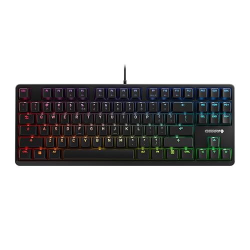 CHERRY G80-3000N RGB TKL, Kabelgebundene Gaming-Tastatur Ohne Nummernblock, EU-Layout (QWERTY), Mechanische CHERRY MX SILENT RED Switches, Schwarz von CHERRY