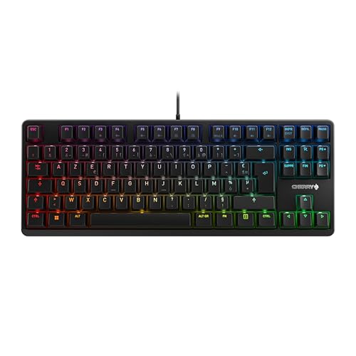 CHERRY G80-3000N RGB TKL, Kabelgebundene Gaming-Tastatur Ohne Nummernblock, Französisches Layout (AZERTY), RGB-Beleuchtung, MX SILENT RED Switches, Schwarz von CHERRY