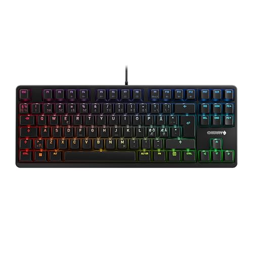CHERRY G80-3000N RGB TKL, Kabelgebundene Gaming-Tastatur Ohne Nummernblock, Pan-Nordisches Layout (QWERTY), RGB-Beleuchtung, MX SILENT RED Switches, Schwarz von CHERRY