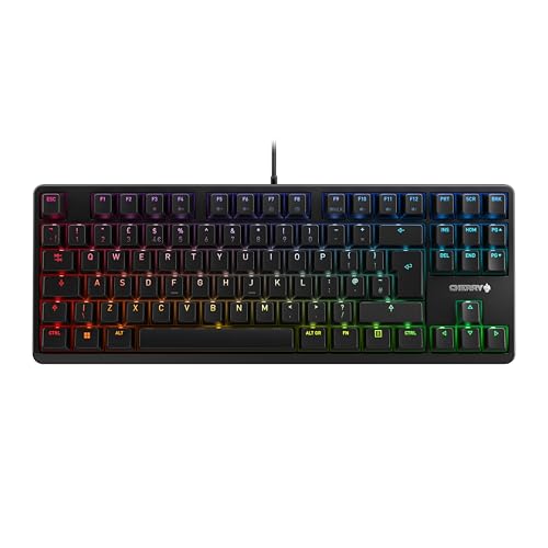 CHERRY G80-3000N RGB TKL, Kabelgebundene Gaming-Tastatur Ohne Nummernblock, UK-Layout (QWERTY), RGB-Beleuchtung, Original MX SILENT RED Switches, Schwarz von CHERRY