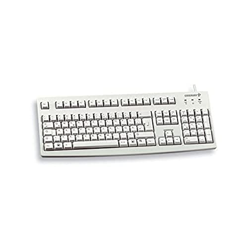 CHERRY G83-6104, Internationales Layout, QWERTY Tastatur, kabelgebundene Tastatur, angenehm weiche Tasten-Betätigung, kompakt, langlebig, recyclingfähig, hellgrau von CHERRY