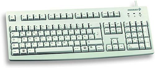 CHERRY G83-6105, Deutsches Layout (kyrillisch), QWERTZ Tastatur, kabelgebundene Tastatur, angenehm weiche Tasten-Betätigung, kompakt, langlebig, recyclingfähig, hellgrau von CHERRY