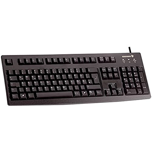 CHERRY G83-6105, Deutsches Layout (kyrillisch), QWERTZ Tastatur, kabelgebundene Tastatur, angenehm weiche Tasten-Betätigung, kompakt, langlebig, recyclingfähig, schwarz von CHERRY