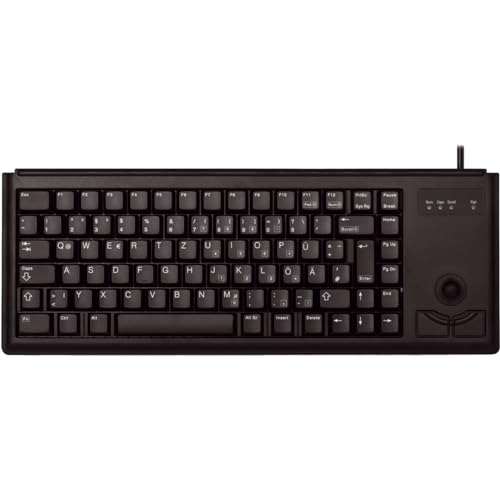 CHERRY G84-4400, Kompakte Tastatur mit Trackball, EU-Layout (QWERTY), Kabelgebunden (USB-Anschluss), 2 Maustasten, Mechanische CHERRY ML Switches, Schwarz von CHERRY