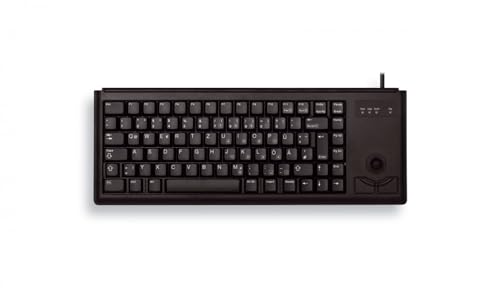 CHERRY G84-4400, Kompakte Tastatur mit Trackball, UK-Layout (QWERTY), Kabelgebunden (USB-Anschluss), 2 Maustasten, Mechanische CHERRY ML Switches, Schwarz von CHERRY