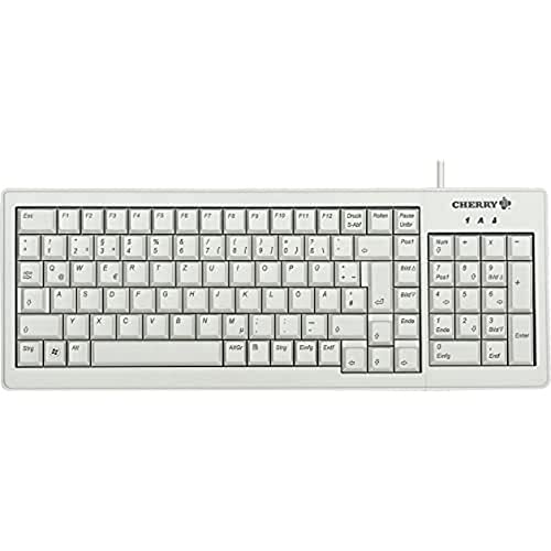 CHERRY G84-5200 Compact Keyboard, Deutsches Layout, QWERTZ Tastatur, kabelgebundene Tastatur, kompaktes Design, ML Mechanik, grau von CHERRY