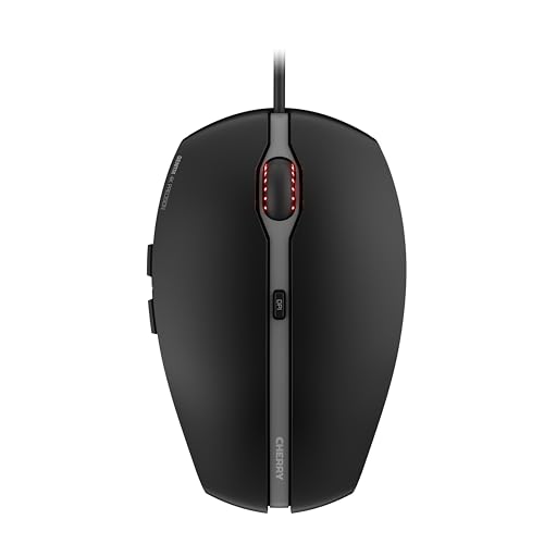 CHERRY GENTIX 4K, kabelgebundene Maus, hochpräziser optischer Sensor, 4-stufig umschaltbare Auflösung, perfekte Ergonomie, 6 Tasten und Scrollrad, Schwarz von CHERRY